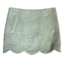 Topshop Womens A Line Skirt Mint Green Mini Scalloped Hem Tweed Pockets Zip 4 - £18.00 GBP