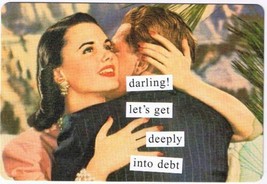 Anne Taintor Comic Postcard Darling Let&#39;s Get Deeply Into Debt - $2.96