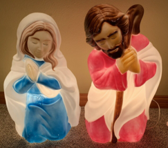 Vintage Christmas Blow Molds 28&quot; Joseph &amp; Mary w/ Bulbs - General Foam Empire - £89.40 GBP