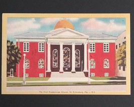 St Petersburg First Presbyterian Church FL Florida Linen Postcard Palms NOS D-5 - $3.99