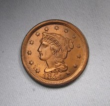 1854 Coronet Large Cent AU Details Coin AM808 - £94.68 GBP