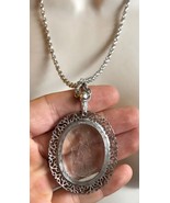 AVON Cast Glass Oval Figural LADY PENDANT and Silver-Tone NECKLACE - 25 ... - $42.50