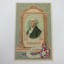 Postcard George Washington Portrait &amp; Wreath Birthday Patriotic Embossed Antique - £7.82 GBP