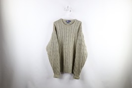 Vintage 90s Ralph Lauren Mens XL Faded Chunky Cotton Cable Knit Sweater Green - £54.26 GBP