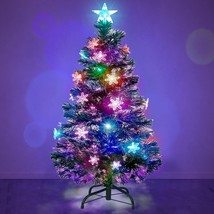 4 FT Artificial Christmas Tree Pre Lit Optical Fiber Xmas Trees with Multicolor  - $106.55