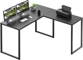 Shw 48-Inch Mission L-Shaped Home Computer Desk, Black - £102.12 GBP