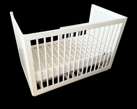 White Convertible Baby Crib Toddler Bed Adjustable Side image 4