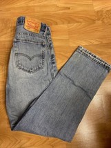Levi 516 Straight Medium Wash Faded Denim Jeans 34x32 Distressed - $9.90