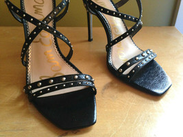 NEW! Sam Edelman Black Studded Leather LENNOX Heels Stiletto Sandals 10 ... - $85.14