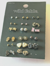Wild Fable Nickel Free Earrings 17 Pairs Cactus Flower Balls Moon Star NEW - £8.58 GBP