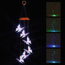 Solar Powered LED Wind Chime Light Hanging Color-Changing Yard Garden Butterfly  - £28.94 GBP