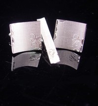 Vintage wedding cufflinks / swank mens set / brushed silver plate / Tie clip set - $125.00