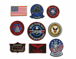 Top Gun Fighter Pete Mitchell Tactics Iron On Patch Set - 9 Embroidered Badges - £15.47 GBP