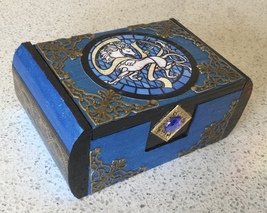 Blue Unicorn Themed Small Wooden Trinket Box  - £7.15 GBP