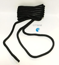 (1) ONE Black Double Braided 1/2&quot; x 20&#39; ft Boat Marine HQ Dock Line Moor... - £20.07 GBP