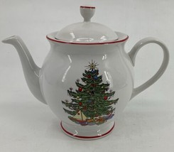 Cuthbertson American Christmas Tree 8 in Coffee Tea Pot Red Rim Vintage - £23.34 GBP