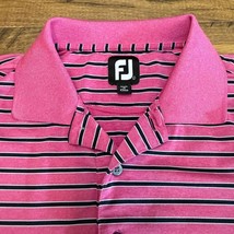 Footjoy Men L Pink Blue Striped Golf Polo Short Sleeve Performance FJ Su... - $23.53