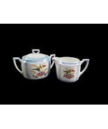 G.E. Germany Hand Painted Creamer &amp; Sugar Bowl Lusterware Iridescent Bir... - $369.71 MXN