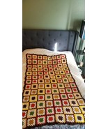 Crocheted Granny Square Afghan Blanket Sofa Bed Throw Handmade 68”x39” H... - £15.77 GBP