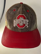 Vintage 1990s NCAA Ohio State Genuine Leather Snapback Baseball Cap MADE IN USA - £20.89 GBP