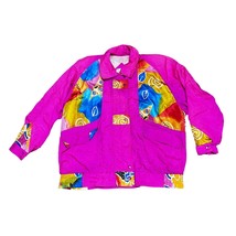 Vintage London Towne Fog Jacket Neon Pink Color Block 80s Windbreaker XL Jacket - £75.71 GBP