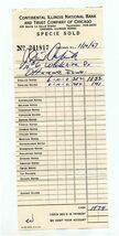 Continental Illinois National Bank &amp; Trust of Chicago Specie Sold Receip... - $9.90