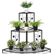 3 Tier Floral Corner Metal Plant Pot Rack - Color: Black - £99.00 GBP