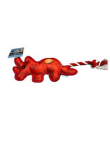The GKC Red Dinosaur Stuffed Interactive Plush Squeaky Dog Tope Knot Toy 12 In - £11.77 GBP