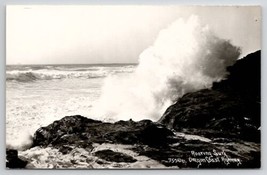 RPPC Roaring Surf Waves Rugged Oregon Coast Highway Patterson Photo Postcard D38 - £11.86 GBP