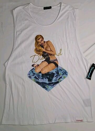 Primary image for Diamond Supply Co Men Size M Cotton White Tank Top Pin Up Girl Graphic