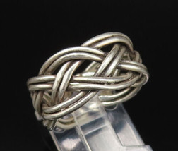 MEXICO 925 Silver - Vintage Open Crisscross Braided Band Ring Sz 7.5 - R... - £33.58 GBP