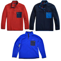 Polo Ralph Lauren PolarTec Fleece 1/2 Button Long Sleeve Knit Pullover Red Blue - £66.63 GBP