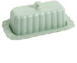Pioneer Woman ~ Timeless Beauty ~ Jade Green ~ Glass ~ 4&quot; x 8&quot; Butter Dish w/Lid - £24.12 GBP