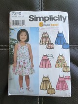 Simplicity 7240 Sz 1/2~4 Toddler Sundress Panties Hat Summer Spring Oop Uc - £6.81 GBP