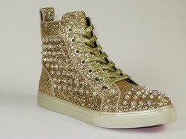 Mens High Top Shoes By FIESSO AURELIO GARCIA ,Spikes Rhine stones 2409 Gold - $139.99