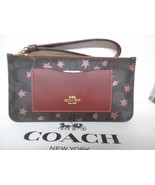 Coach F 37564 Signature Strap Zip Top Wallet BROWN Multi STARS NWT LQQK - $62.95