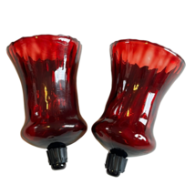 Set of 2 Home Interior Homco Ruby Red Fluted Swirl Votive Peg Candle Holders 5&quot; - £12.66 GBP