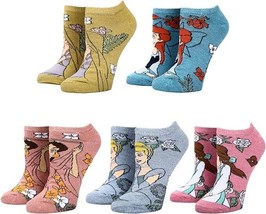 Disney Princess Floral 5-Pair Women&#39;s Ankle Socks - £9.69 GBP