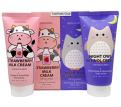 Bonnyhill Strawberry Milk + Retinol Night Cream for Face &amp; Neck Sealed Korean - £13.40 GBP