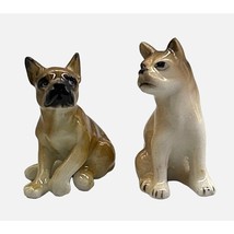 Vintage Set of 2 Boxer Dogs Hand Painted Bone China MCM Figurines Japan - $13.99