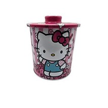 Hello Kitty Sanrio Tin Kitchen Canister Round Cookie Jar Pink White NWT - €21,86 EUR