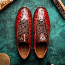 Hand painted big block alligator scales Sneaker Shoes Saulo Cognac image 12