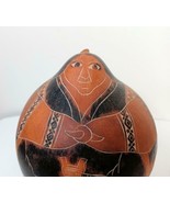 Natural Gourd Painted Woman Peru 5&quot; - £12.69 GBP