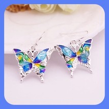 Brand New Exclusive Whimsical Beautiful Multi Colored Butterfly Earrings - £5.46 GBP