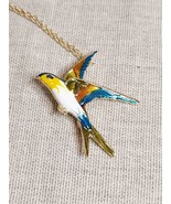 Pretty Enameled Swallow / Flyiing Bird Necklace / Brooch - $25.41