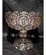 Vintage LE SMITH Pink Tint MOON AND STARS 8&quot; Tall Footed Compote Candy Dish - $27.70