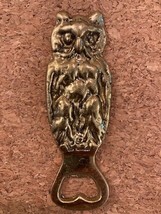 Vintage Unique Solid Cast Brass Carved Owl Beer Bottle Opener 4.5” Heavy - £11.48 GBP