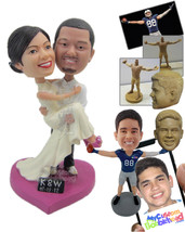 Personalized Bobblehead Groom Carrying The Bride In His Arms Wearing Gorgeous We - £122.03 GBP