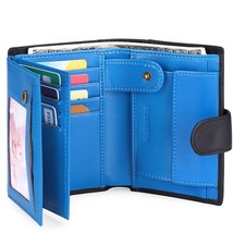 New Wallet Short RFID Anti-theft Brush Leather Wallet Style Color Matching Zero  - £69.36 GBP