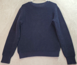 J.CREW Sweater Women&#39;s Small Navy Chunky Knit 100% Cotton Mercantile Crew Neck - £18.36 GBP